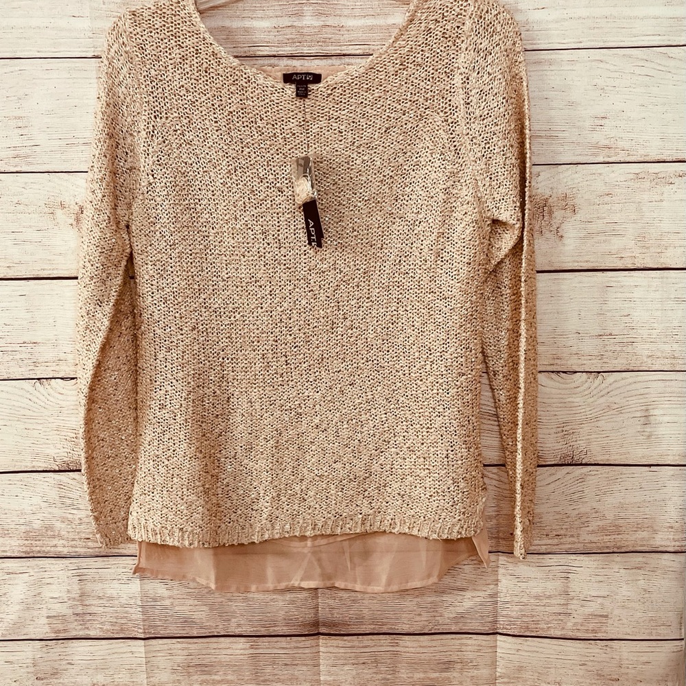 NWT Apt 9 Cameo Rose Sequin Pullover Sweater PM - Picture 1 of 5